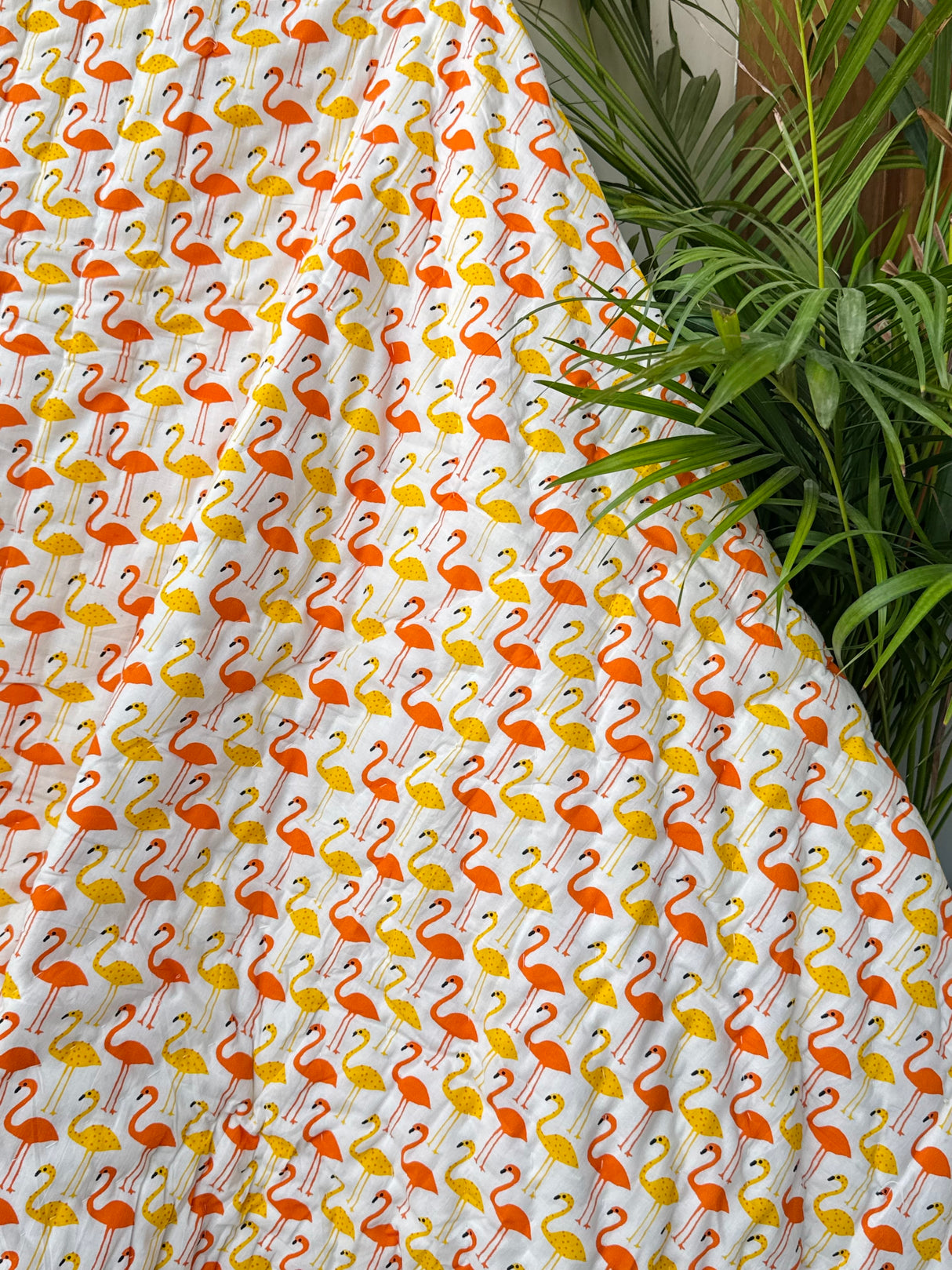 Yellow Orange Flamingo Kids Quilt