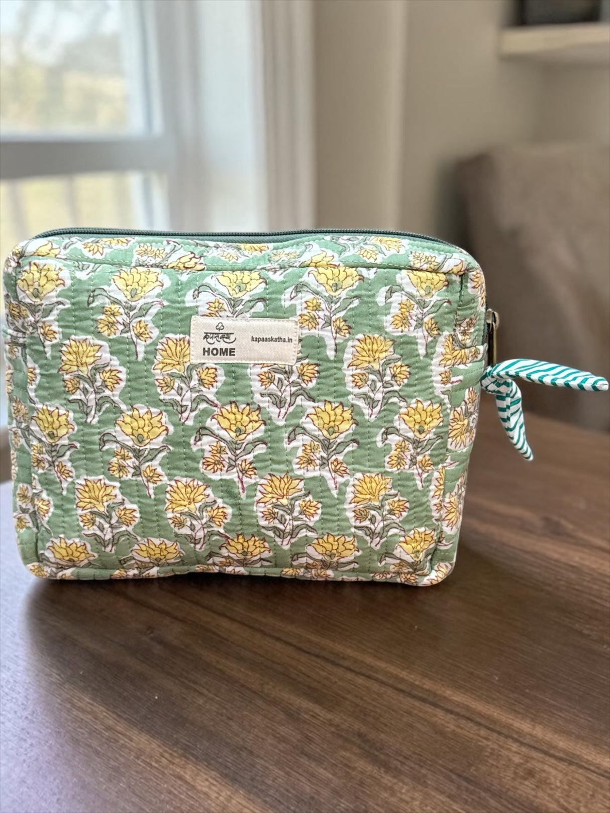 Rosette Garden Cotton Quilted Multipurpose Travel Pouch