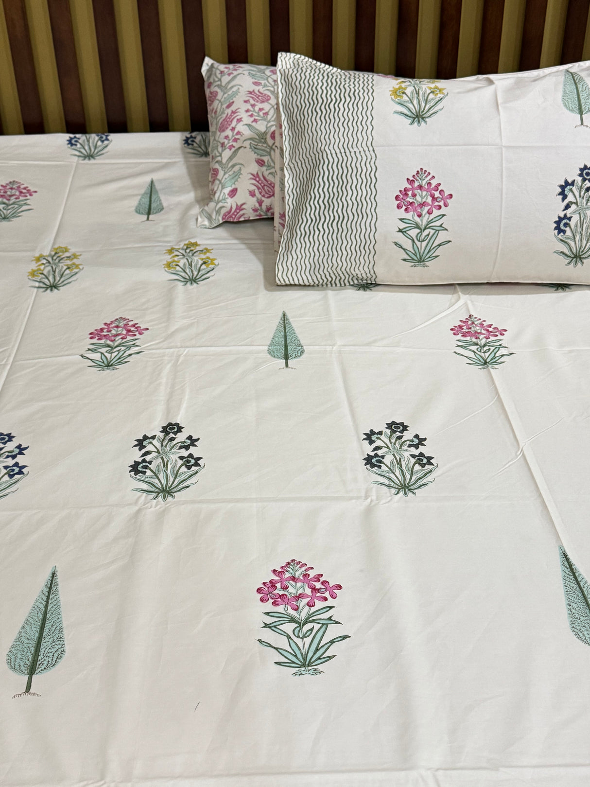 Blockprint Cotton Bedsheet- Light Brown Base Color