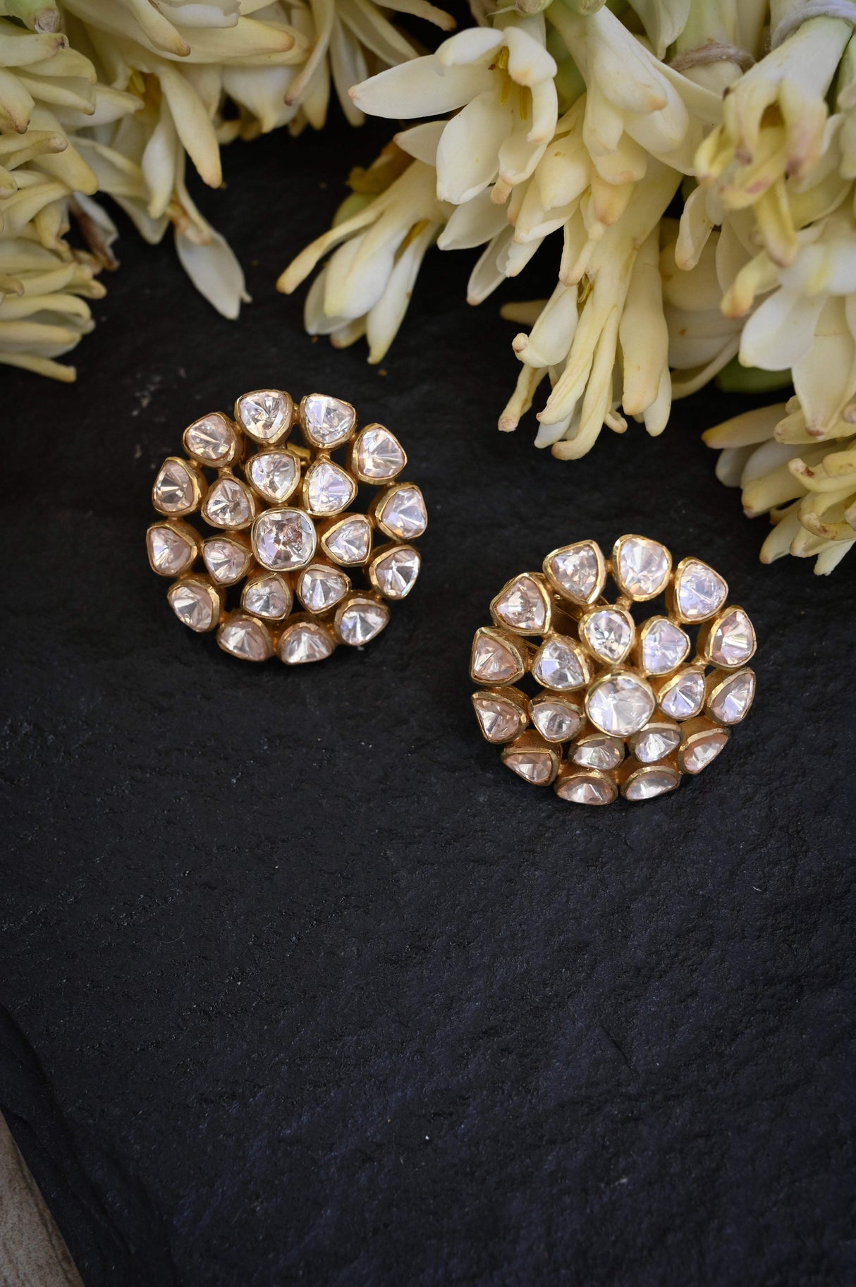 Timeless Handcrafted 92.5 Silver Moissanite Polki Earrings