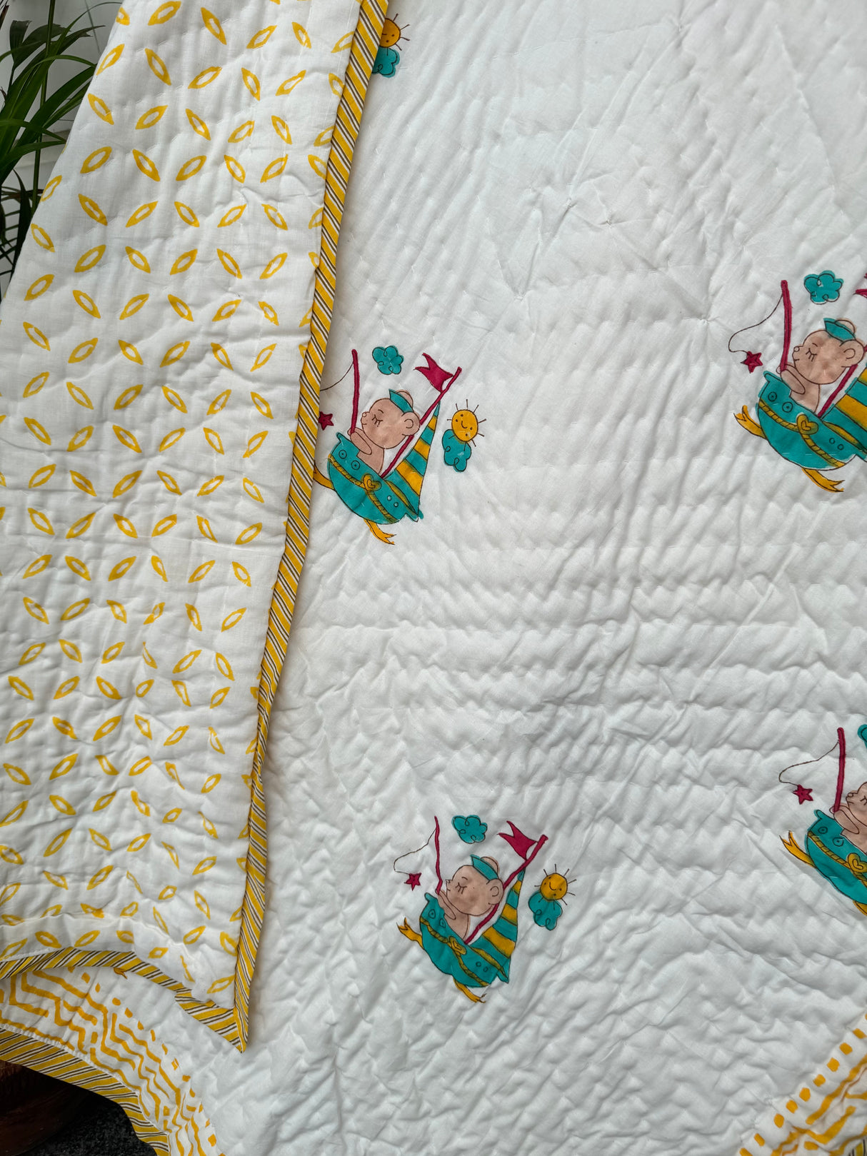 Fishing Blockprint Kids Quilt