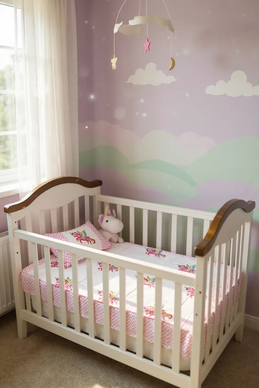 Unicorn- Baby Cot Bedding (cot sheet, quilt, pillowcase)
