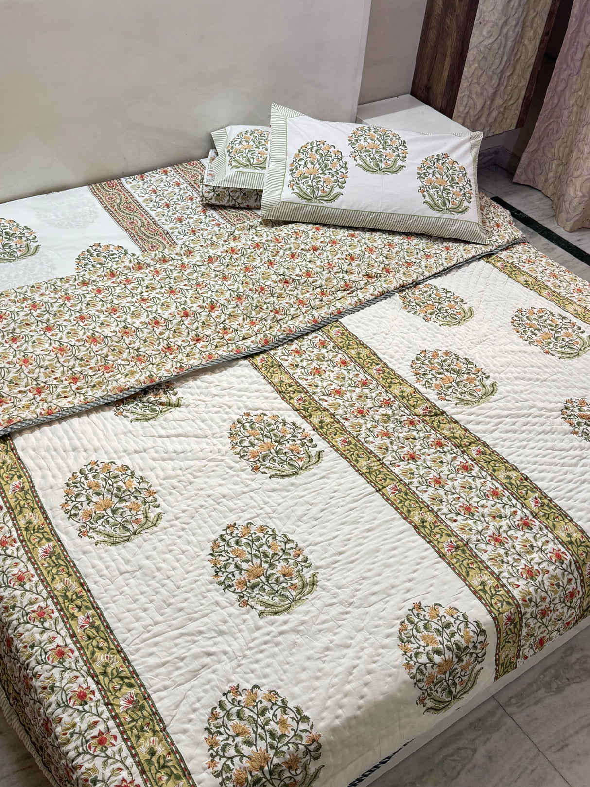 HandBlock Printed Mulmul Reversible Quilt