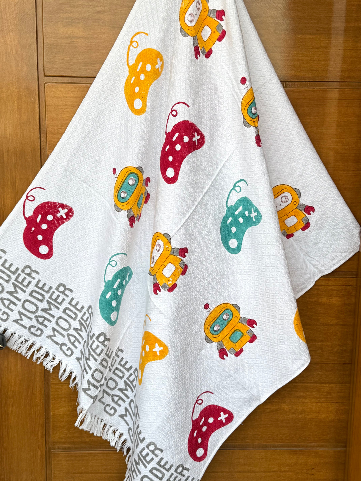 Game Mode On Blockprint Kids Towel – Cotton Jacquard Weave
