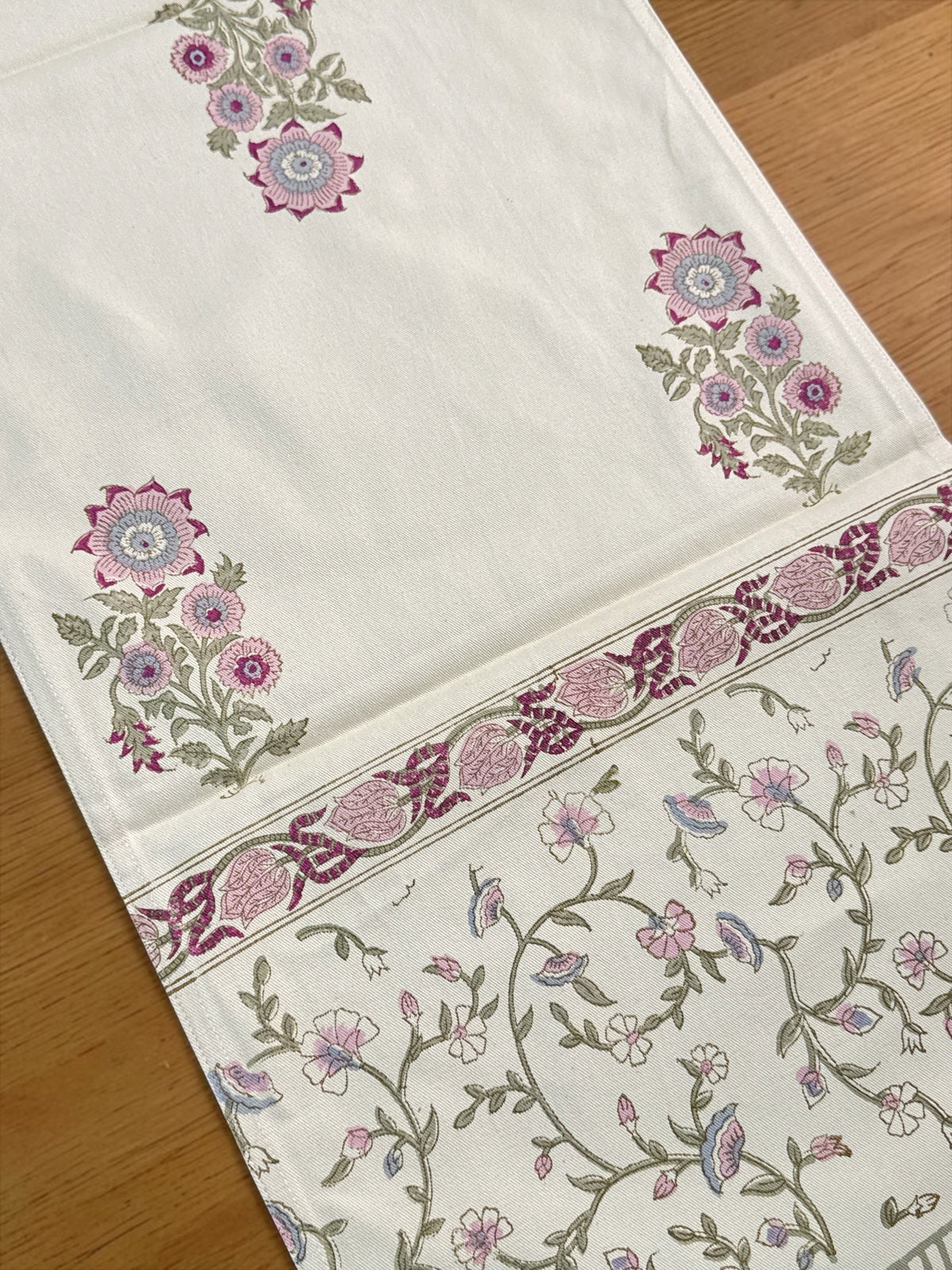 Elegant Blockprint Cotton Table Runner