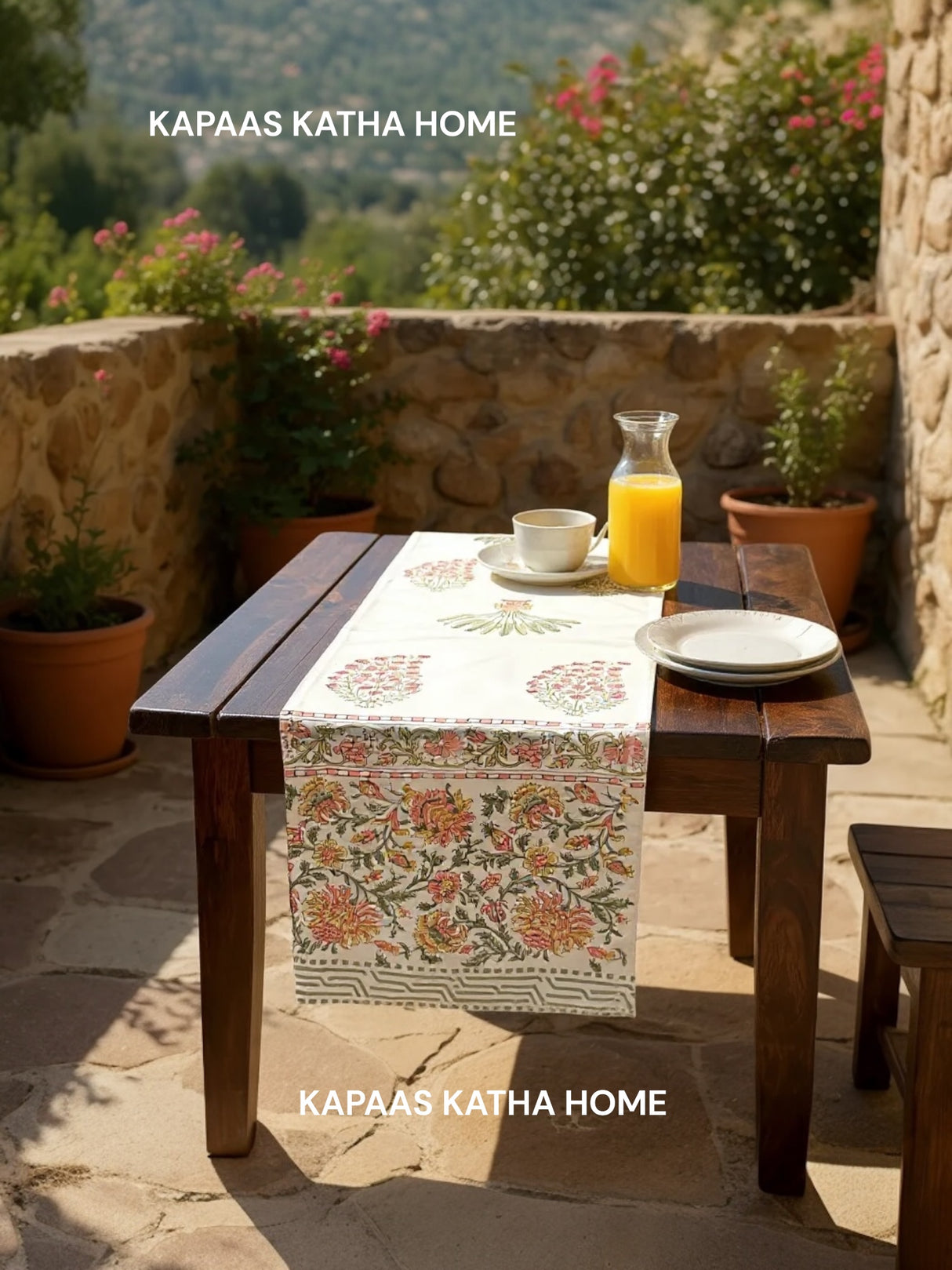 Blockprint Cotton Table Runner