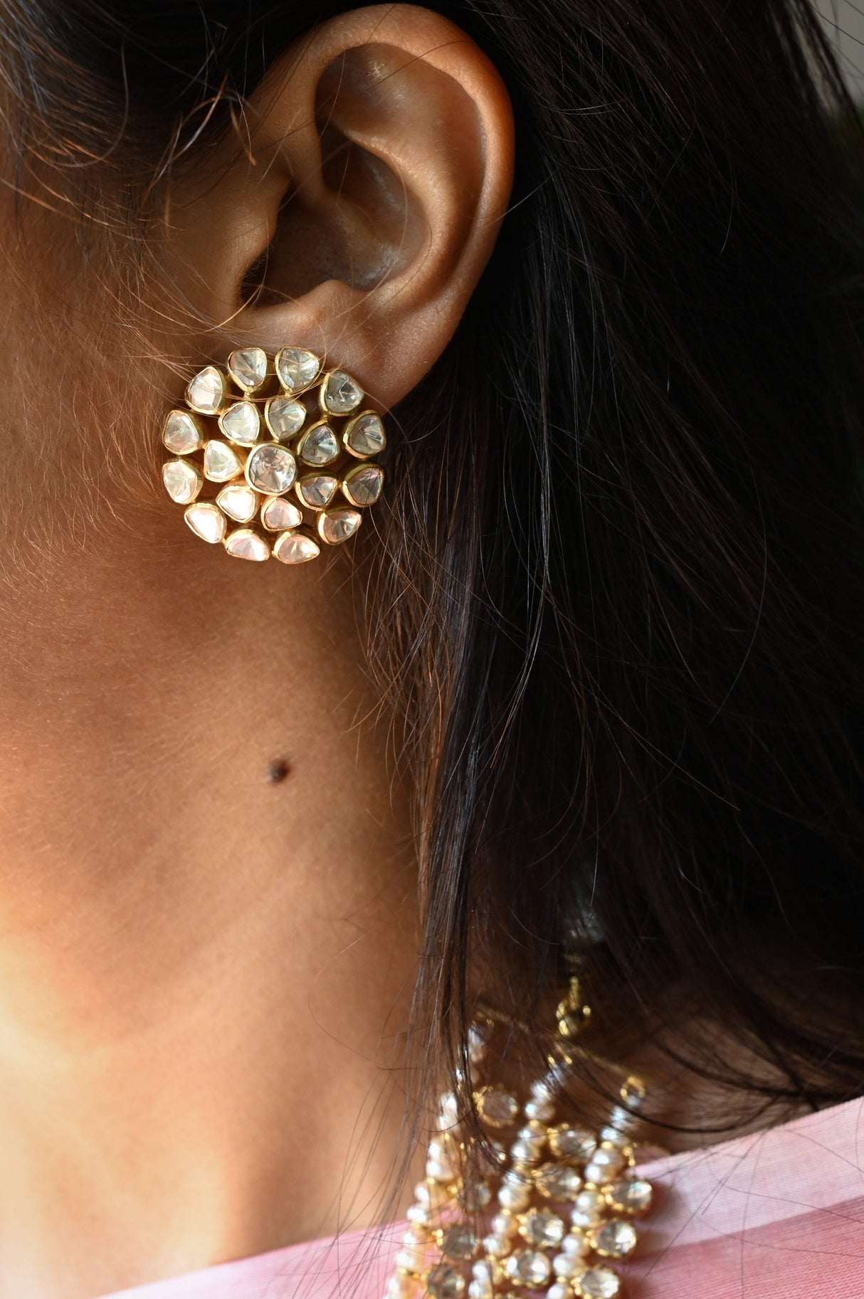 Timeless Handcrafted 92.5 Silver Moissanite Polki Earrings