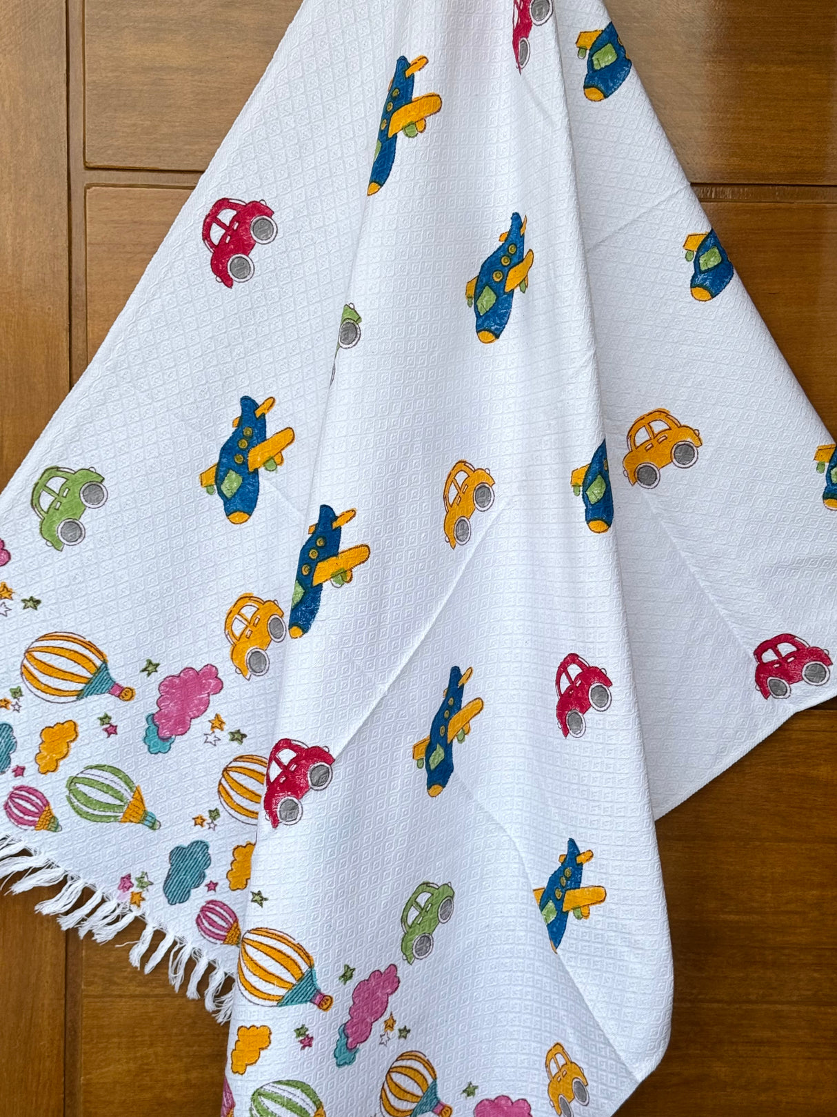 Cars Airplanes Blockprint Kids Towel – Cotton Jacquard Weave