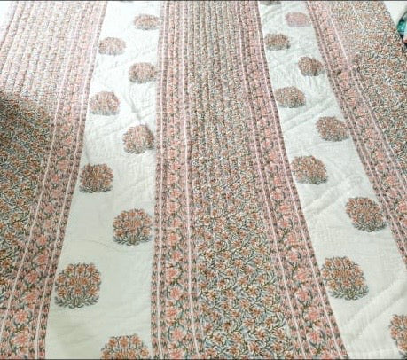 Blockprint Mulmul Reversible Quilt