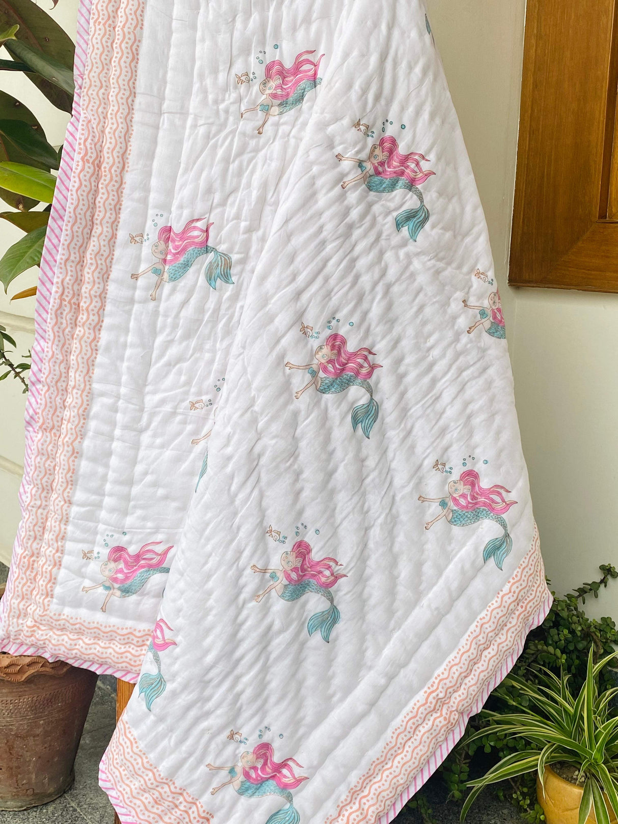 Mermaid Kids Quilt Handblock Printed