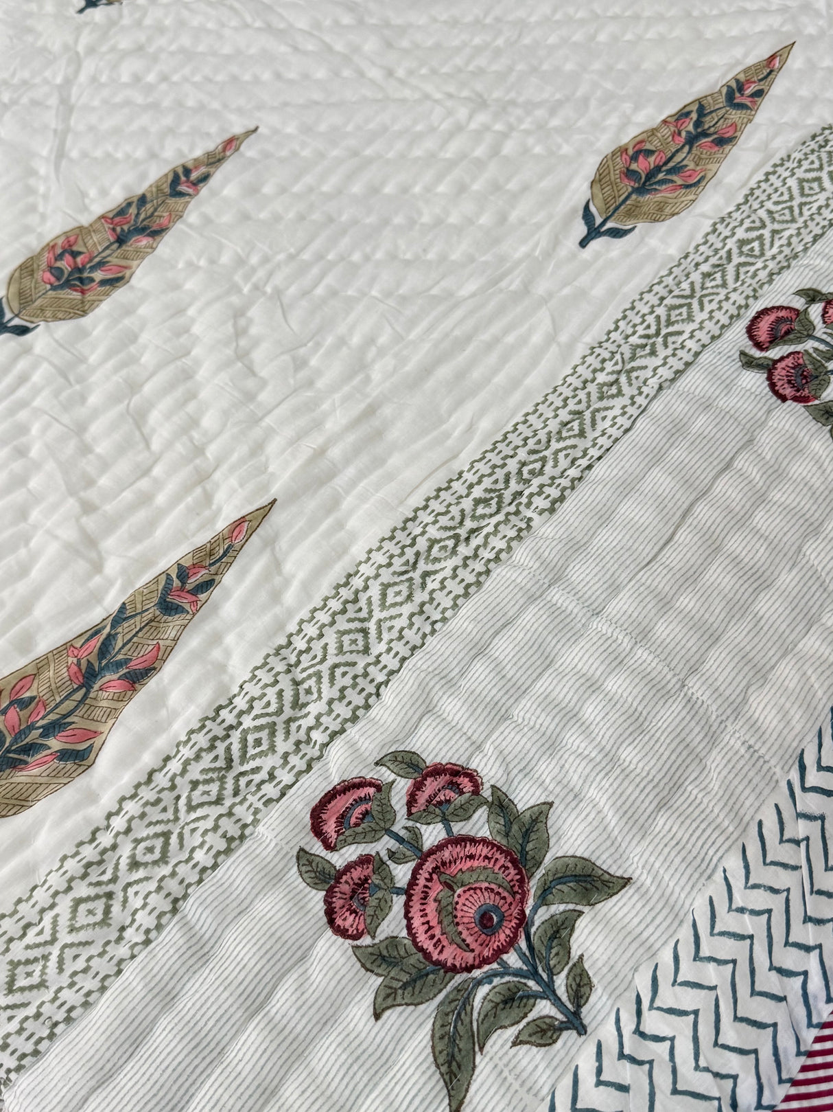 Blockprint Mulmul Reversible Quilt