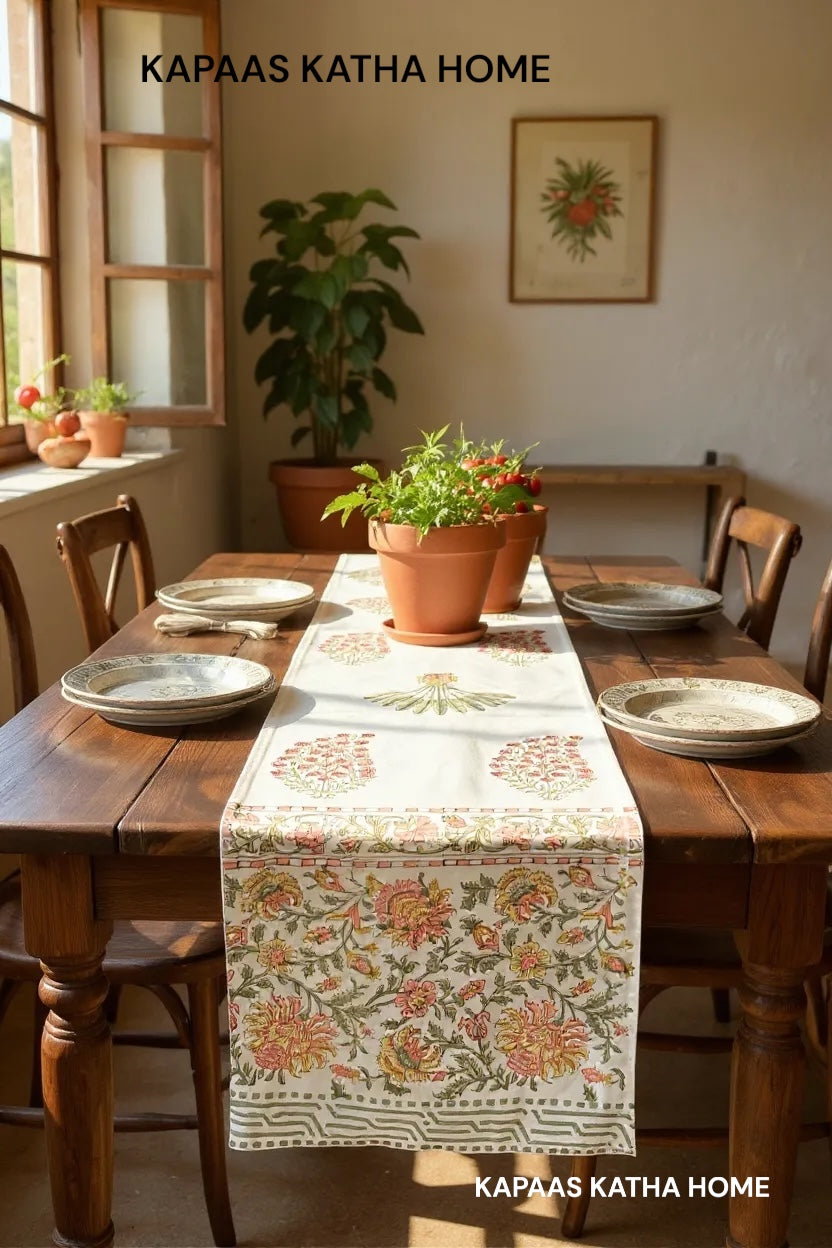 Blockprint Cotton Table Runner