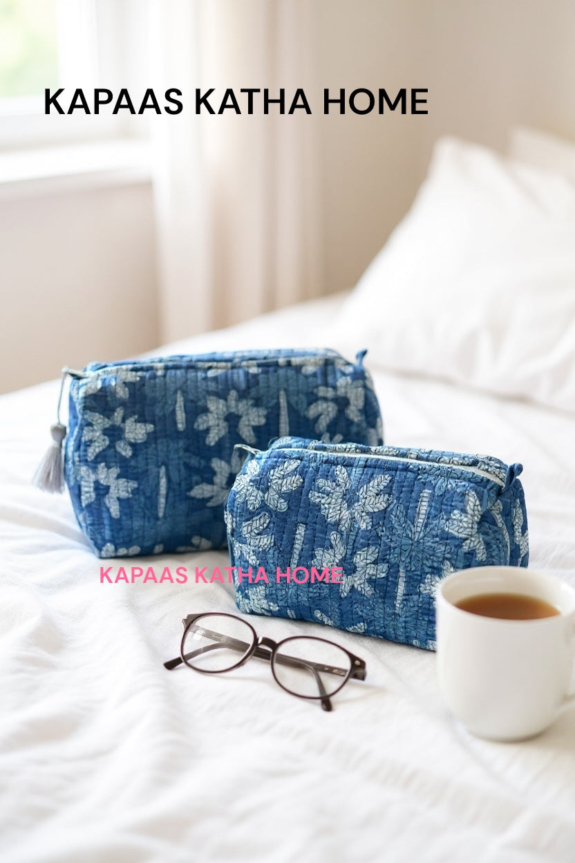 Blue Set of 2 Pouches (medium and small)