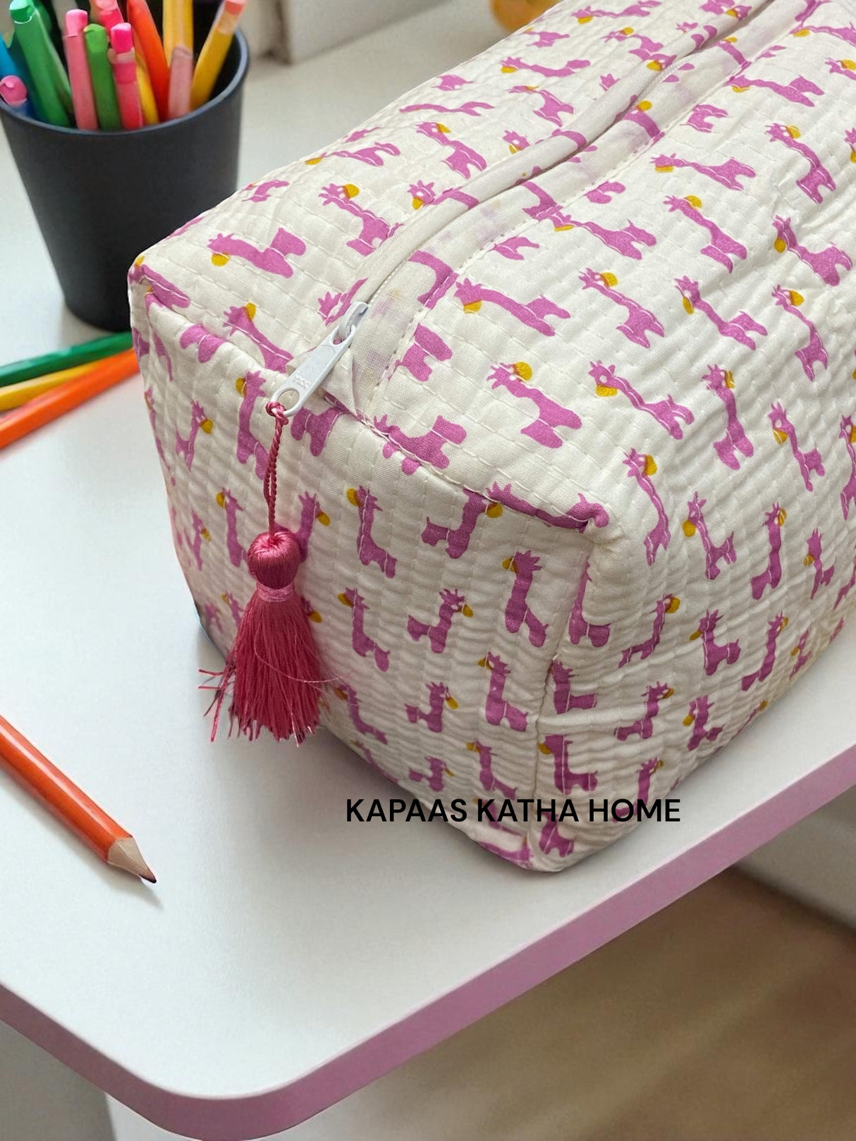 Little Pink Giraffe LARGE Pouch