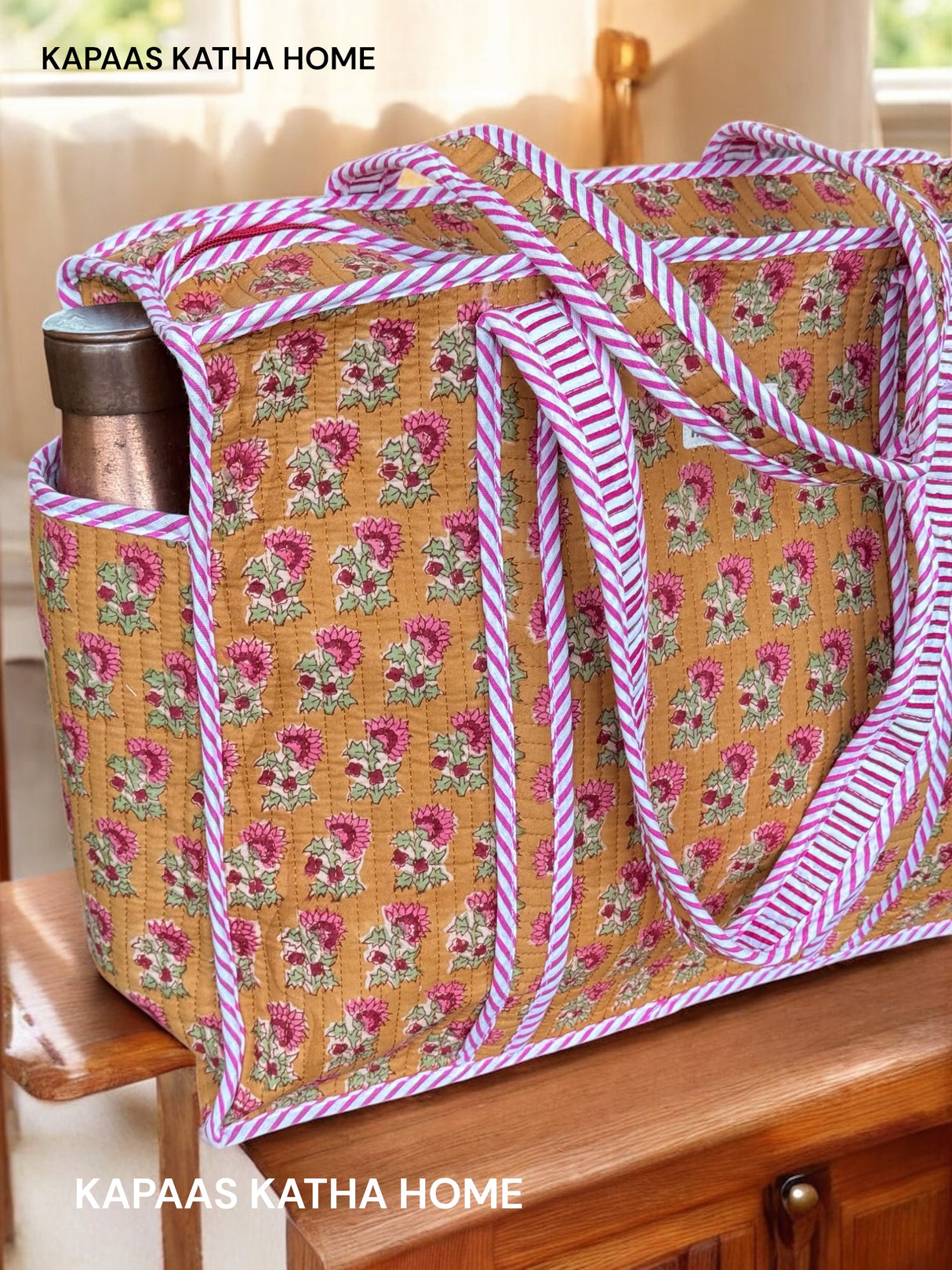 Mustard Beauty Tote Bag (with Zip Closure)