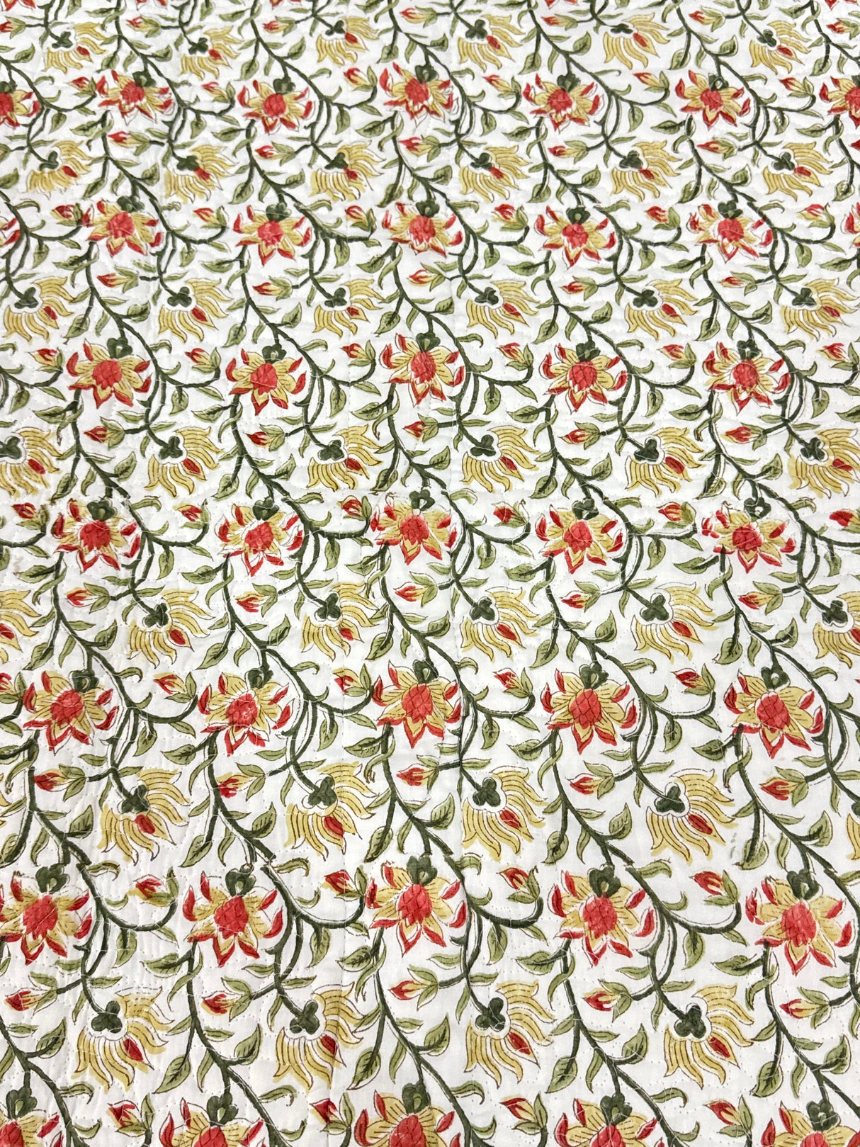 Double Size Quilted Blockprint REVERSIBLE Mulmul Bedcover (90*108 inches)