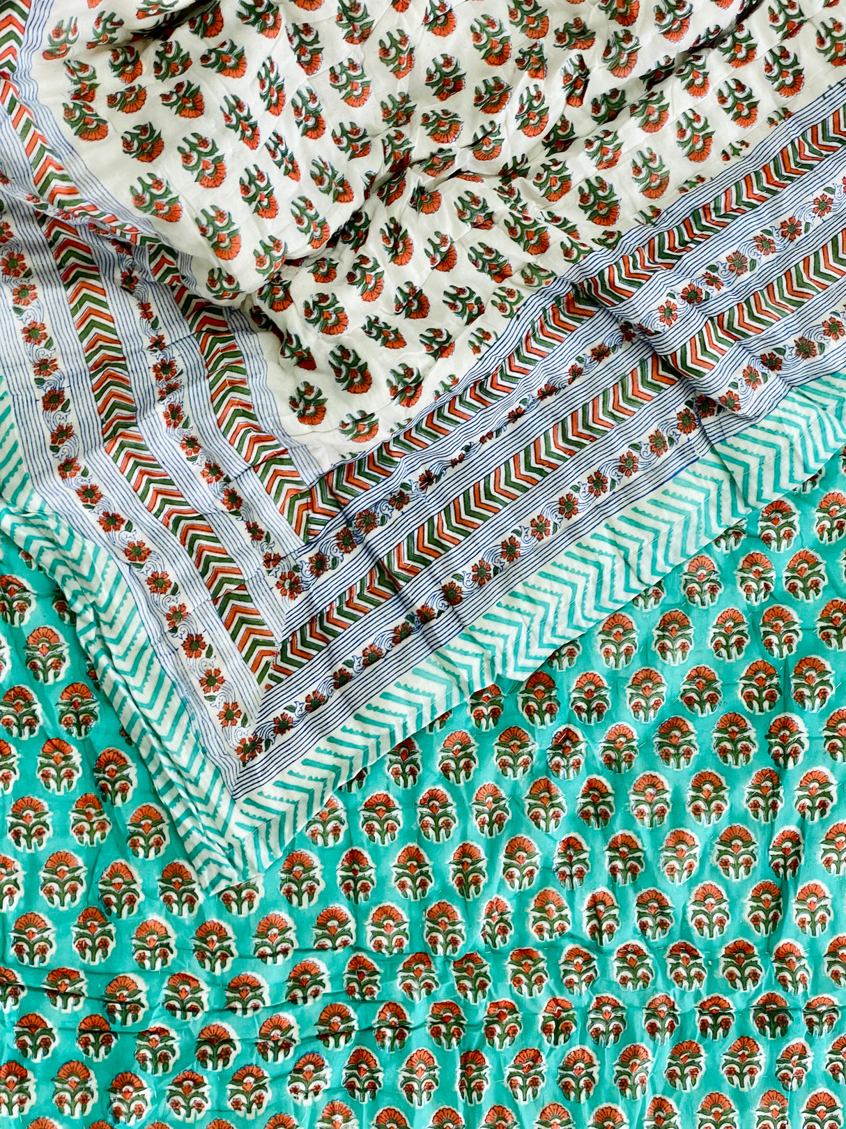 Blockprint Mulmul Reversible Quilt