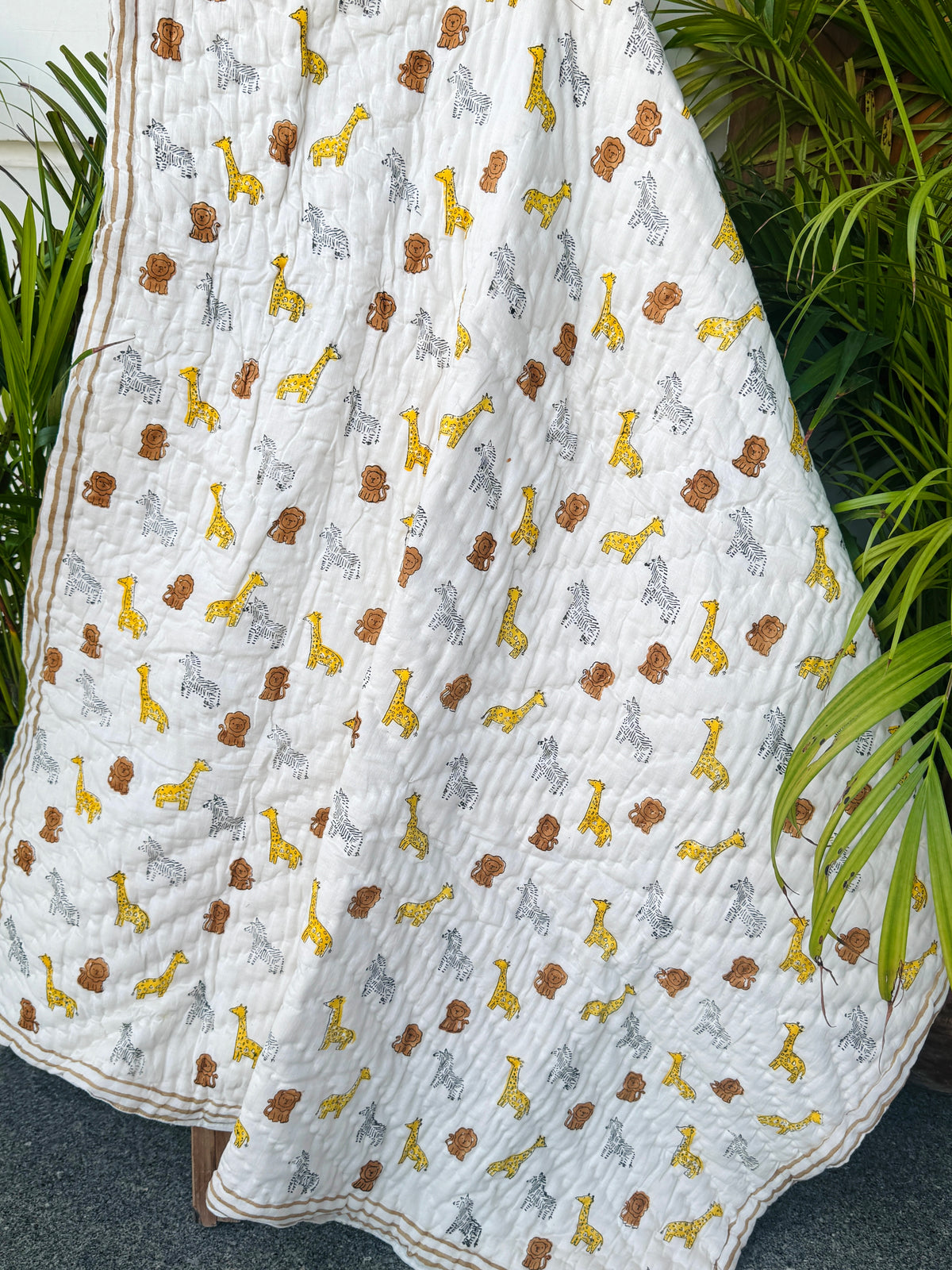 Yellow Giraffe & Lion – Layered Kids Quilt Blanket
