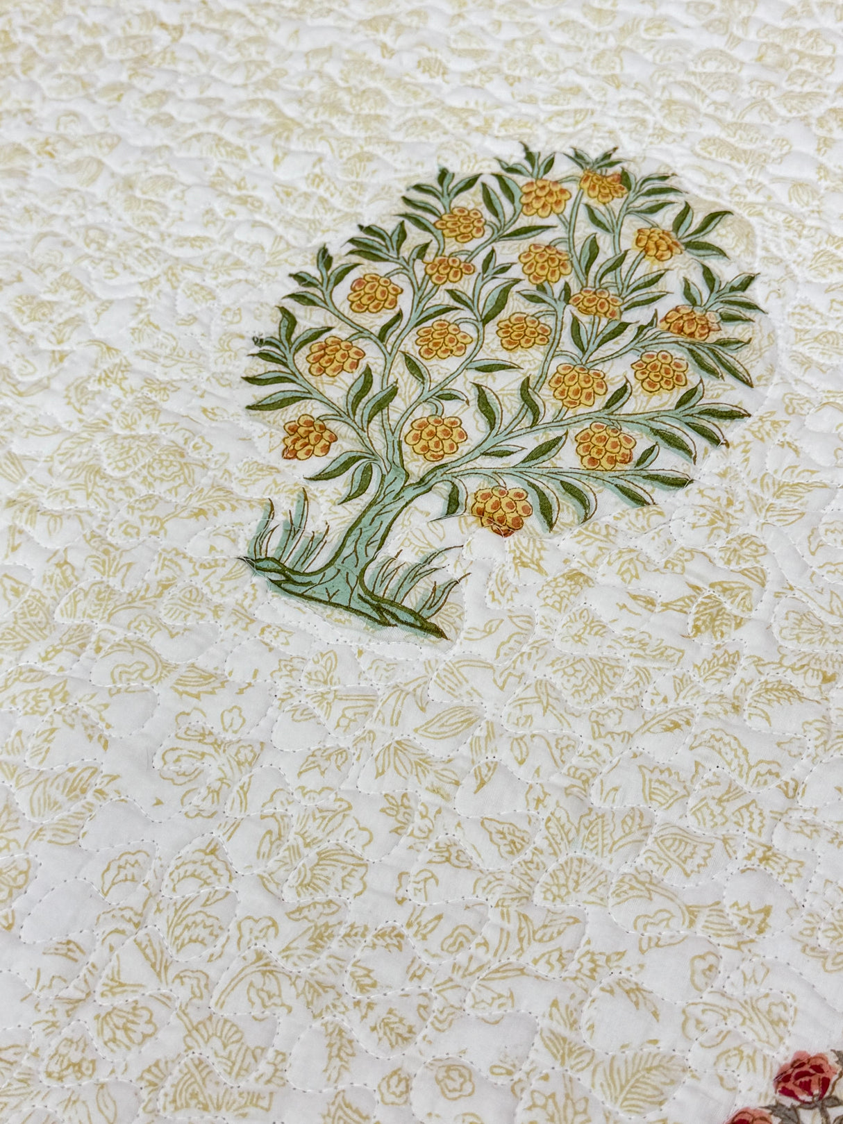 KING Size Quilted Blockprint REVERSIBLE Mulmul Bedcover (108*108 inches)