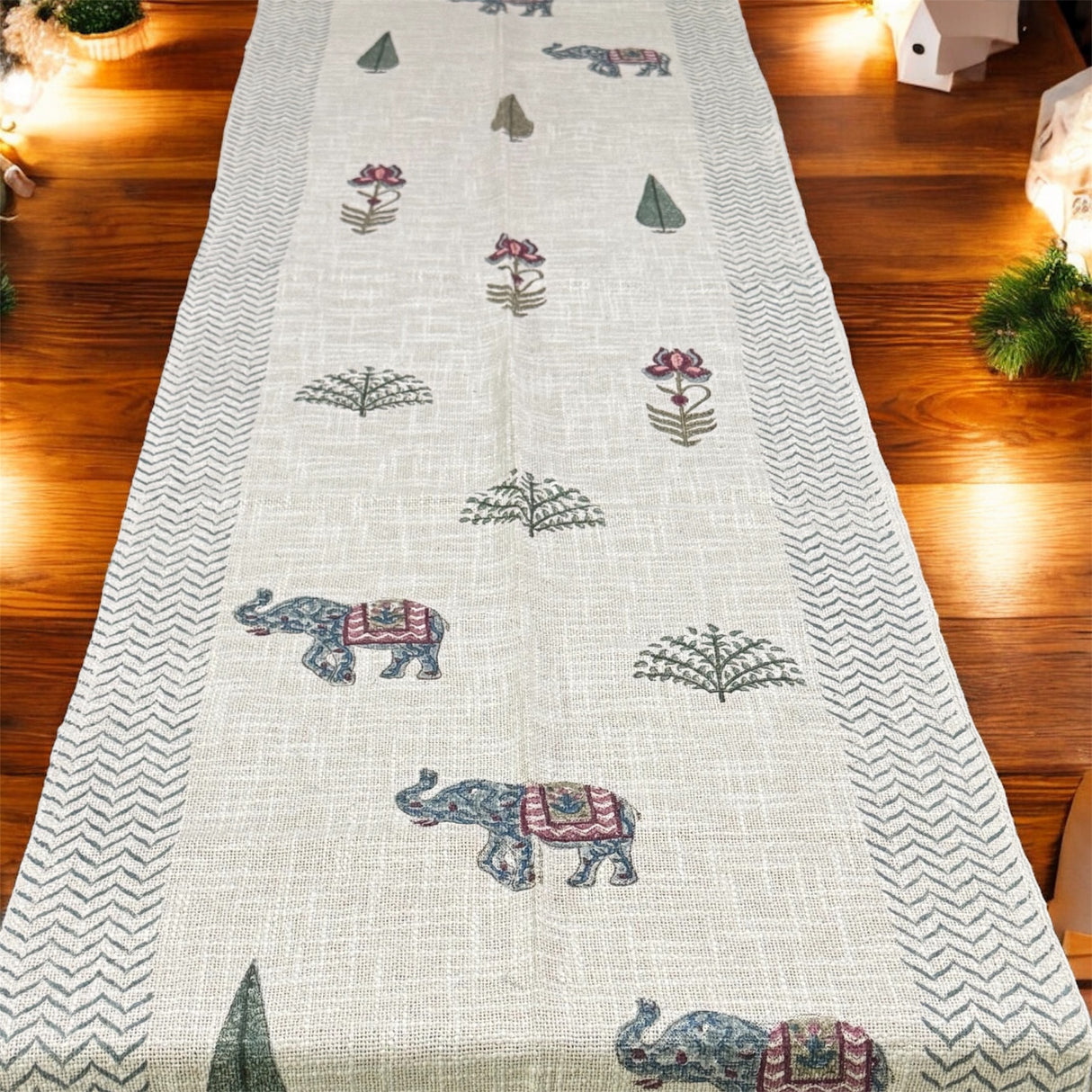 Blockprint Cotton Slub Table Runner