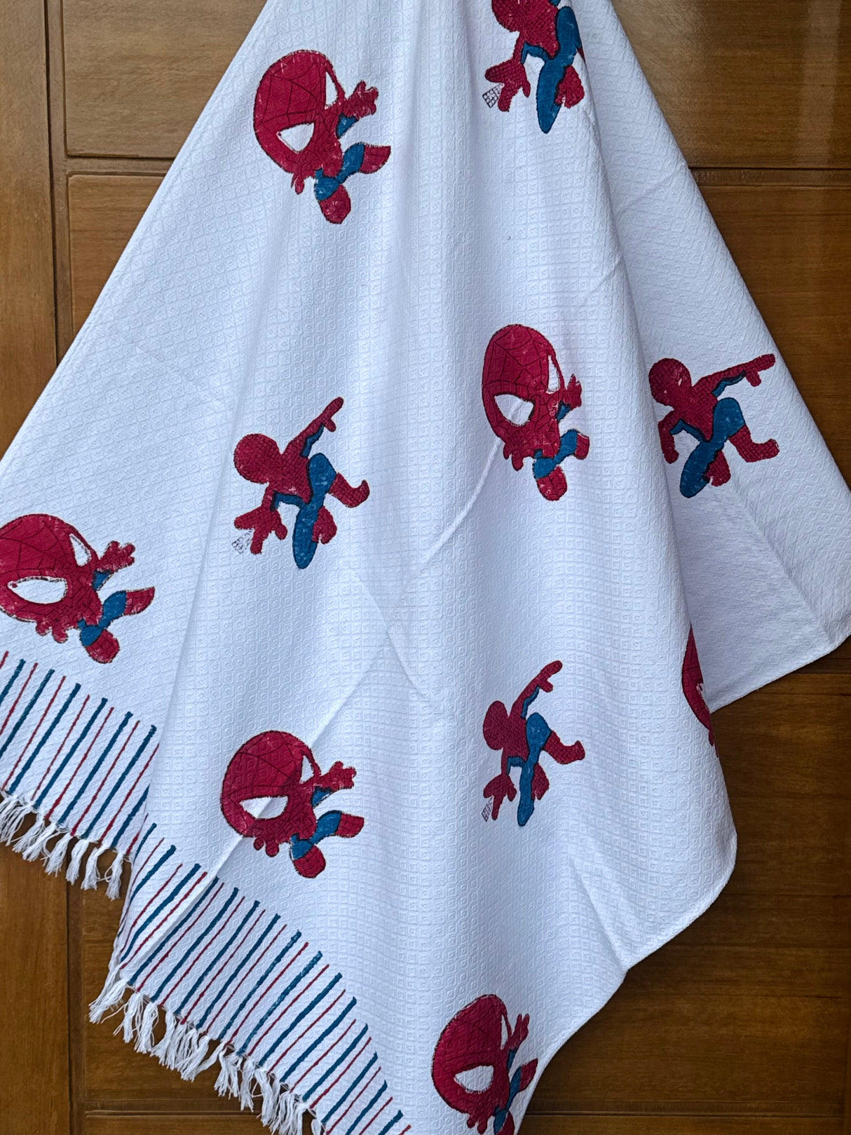 Spiderman Blockprint Kids Towel – Cotton Jacquard Weave