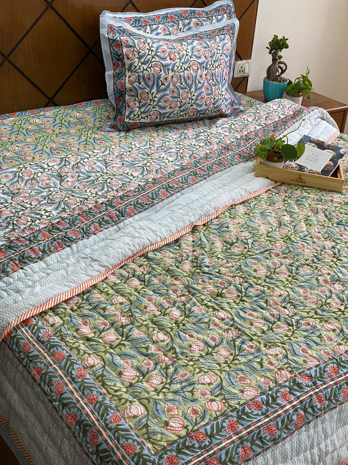 HandBlock Printed Mulmul Reversible Quilt