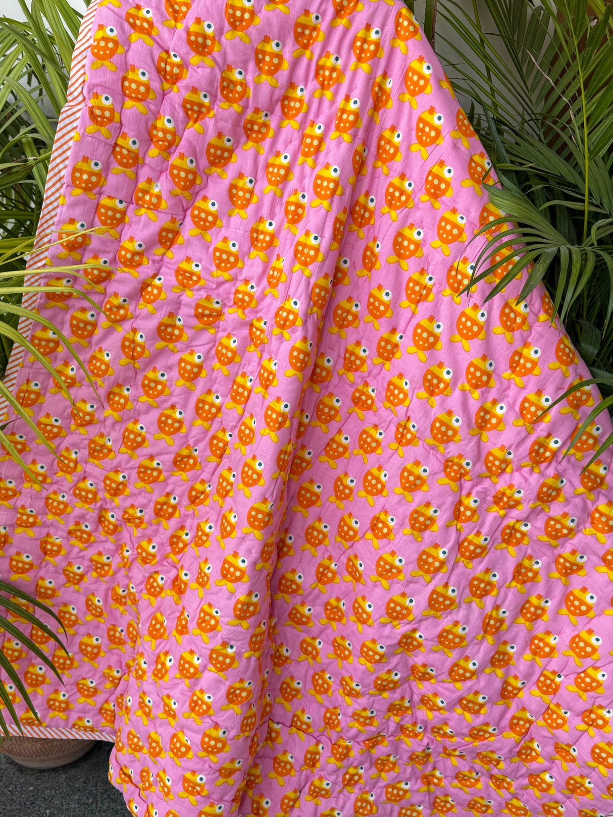 Fish Lion Print Kids Quilt in Soft Cotton