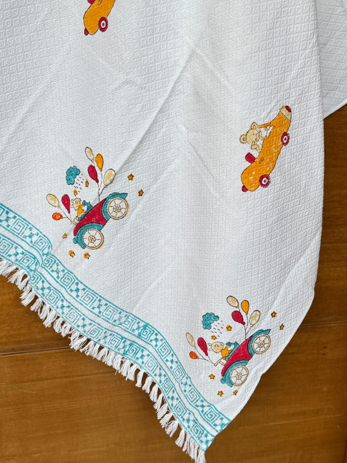 Cars Joyride Blockprint Kids Towel – Cotton Jacquard Weave