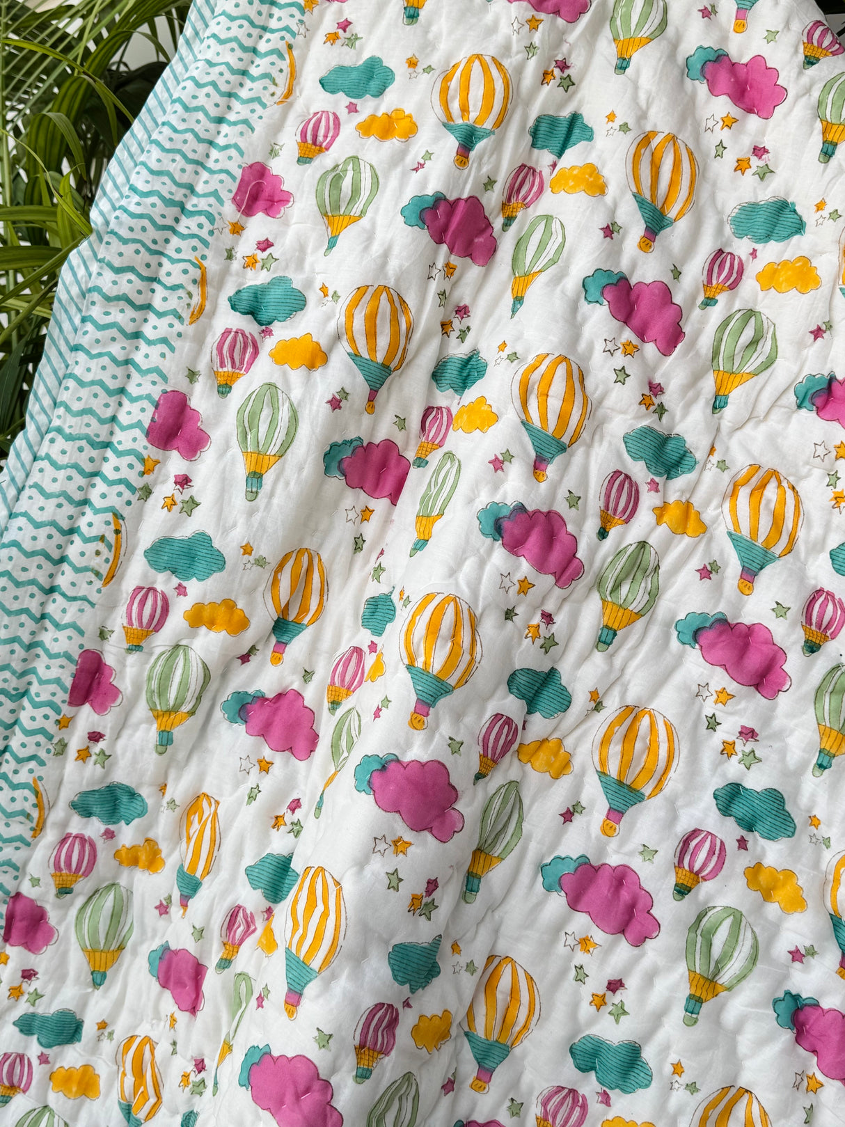 Hot Air Balloon Blockprint Kids Quilt