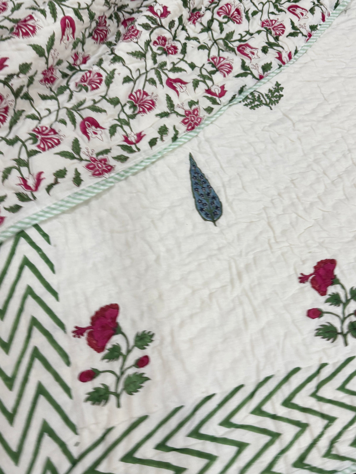 Blockprint Mulmul Reversible Quilt