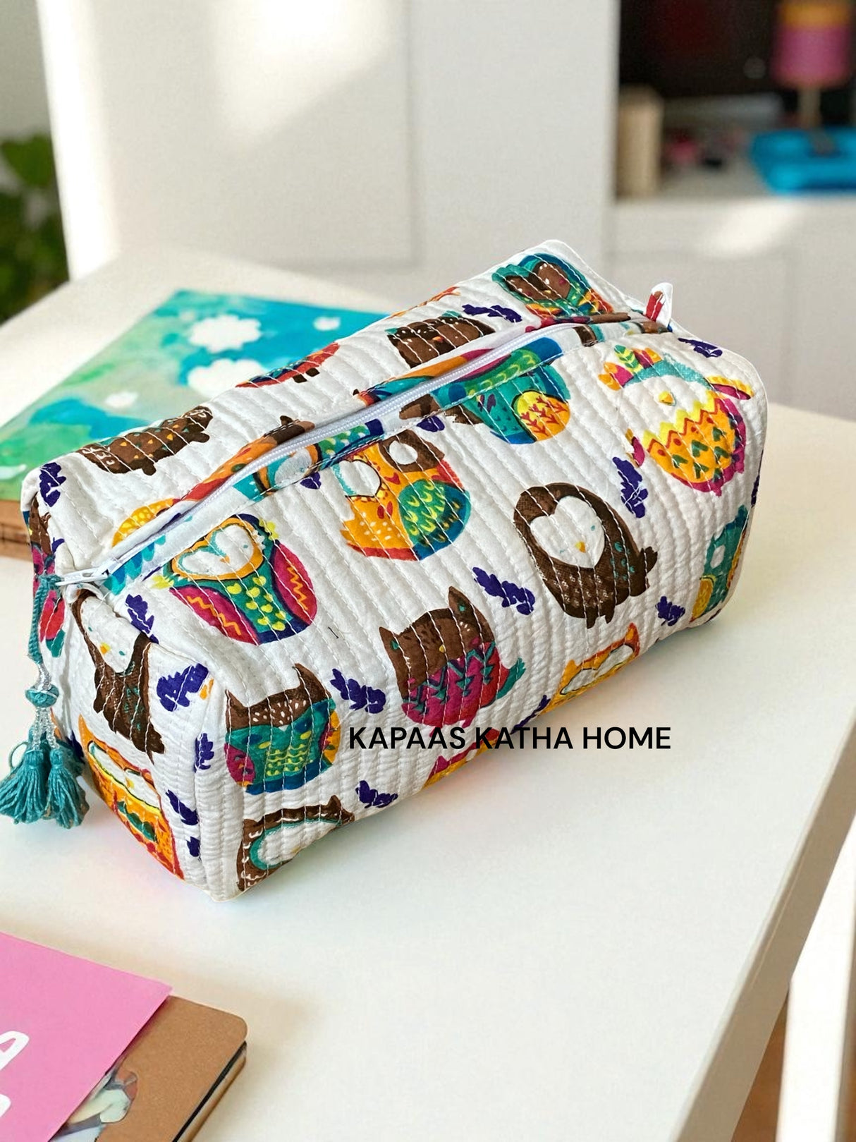 Vibrant Owls LARGE Pouch