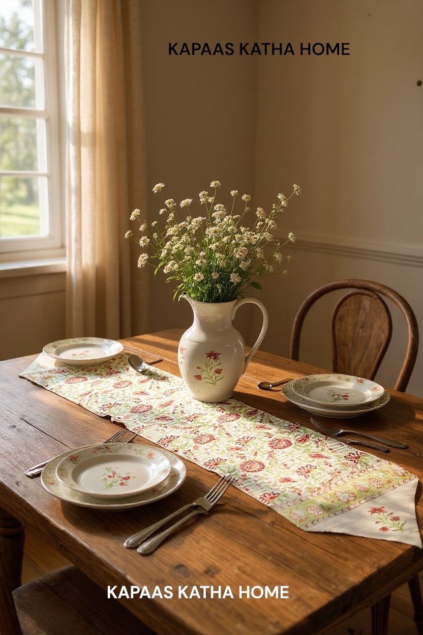 Beautiful Motifs Blockprint Cotton Table Runner
