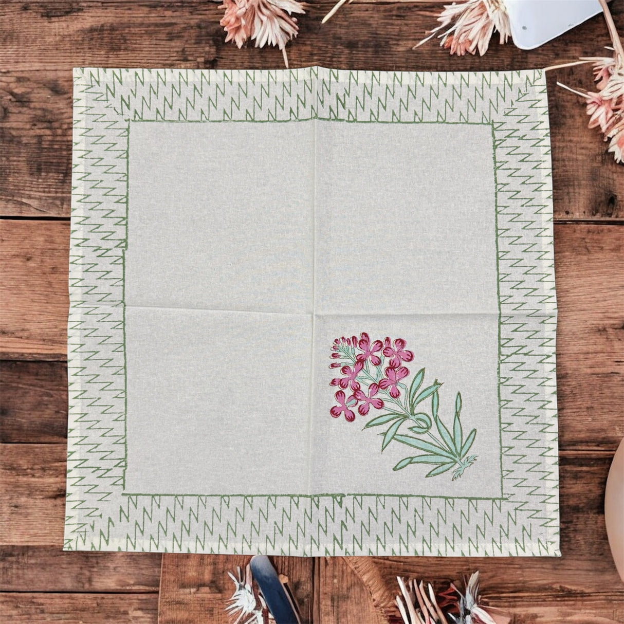 Blockprint Table Runner, Mat & Napkin Set- 6 Seater
