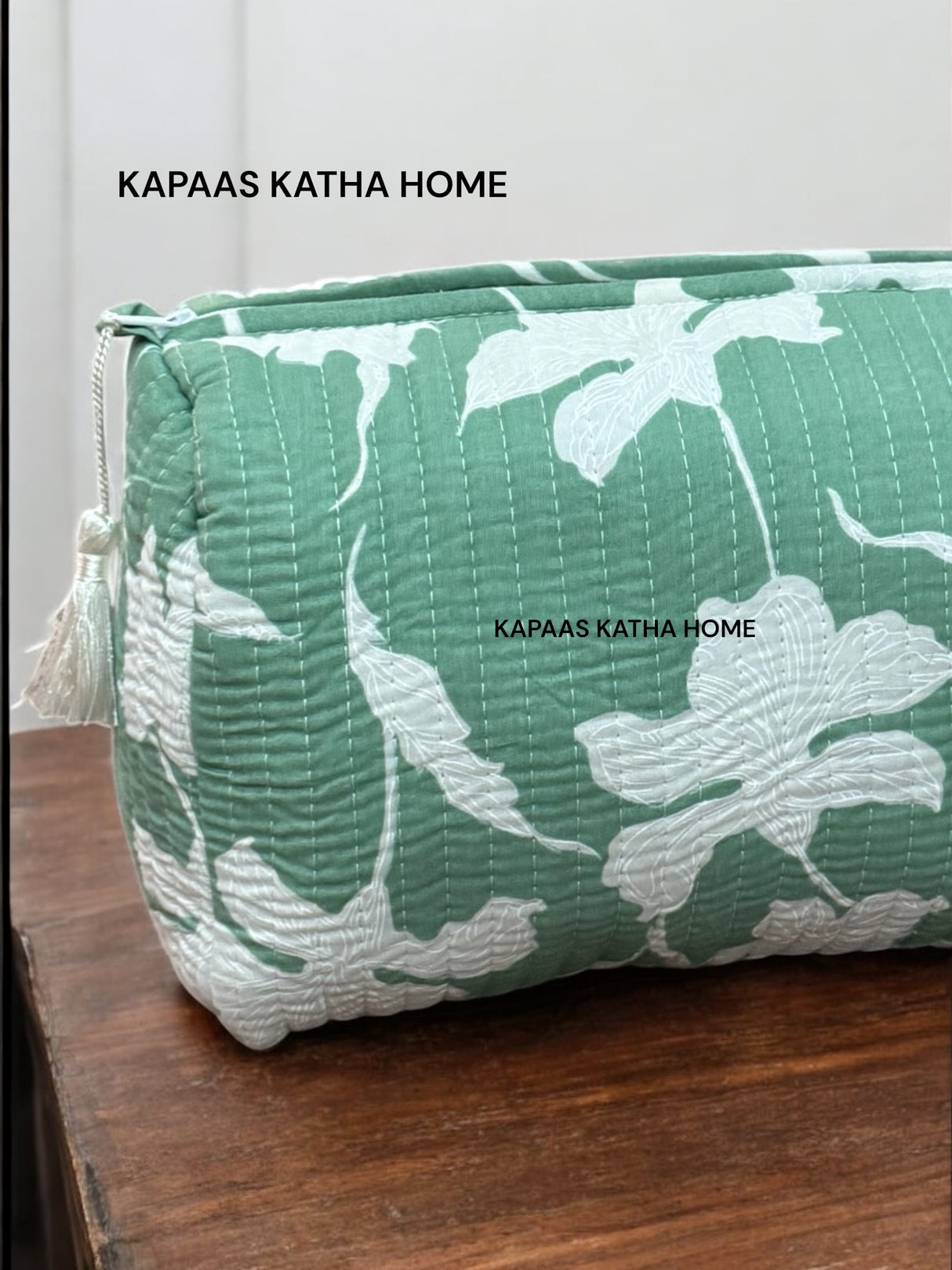 Green Floral LARGE Pouch