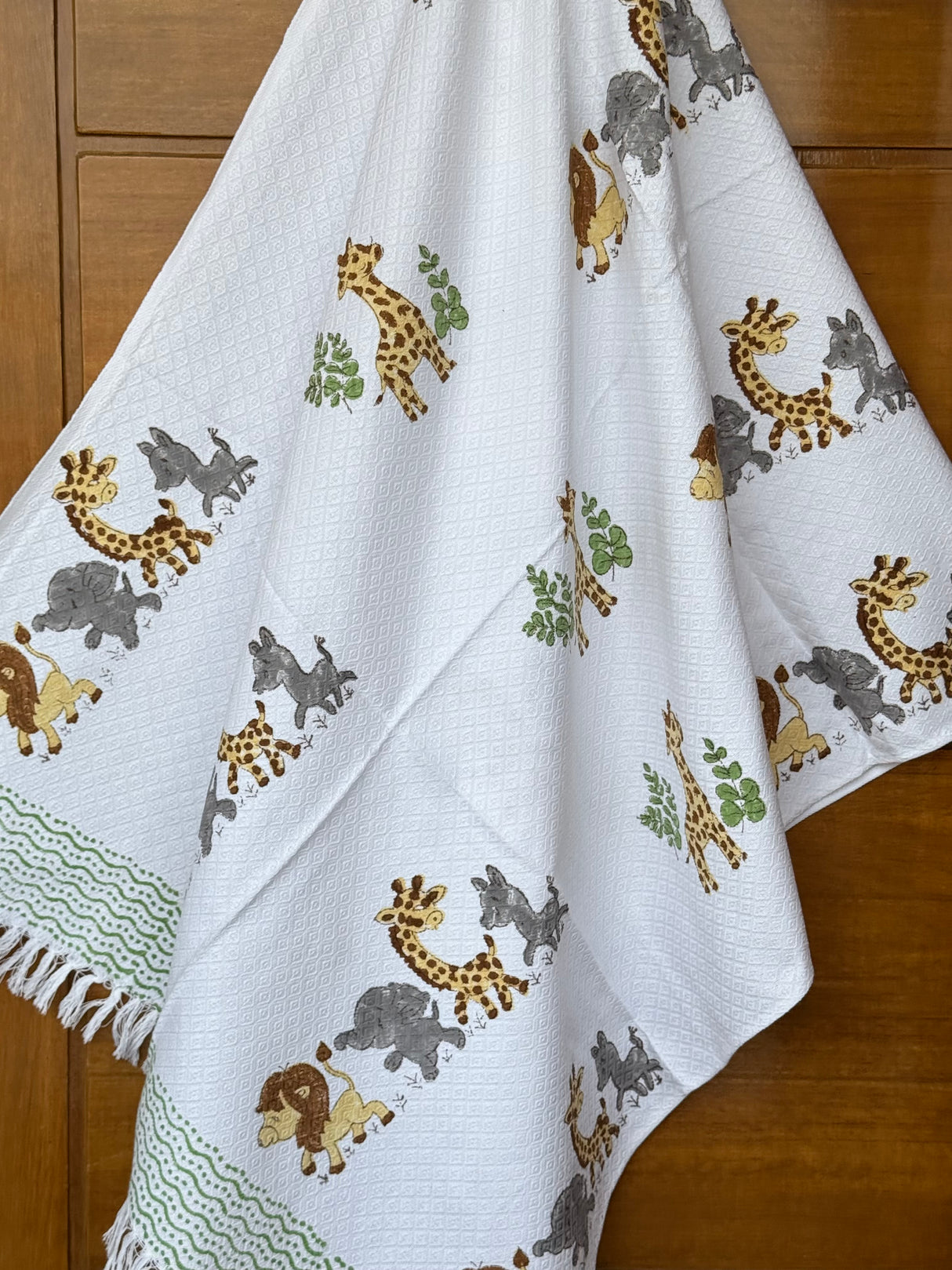 Jungle Animals Blockprint Kids Towel – Cotton Jacquard Weave
