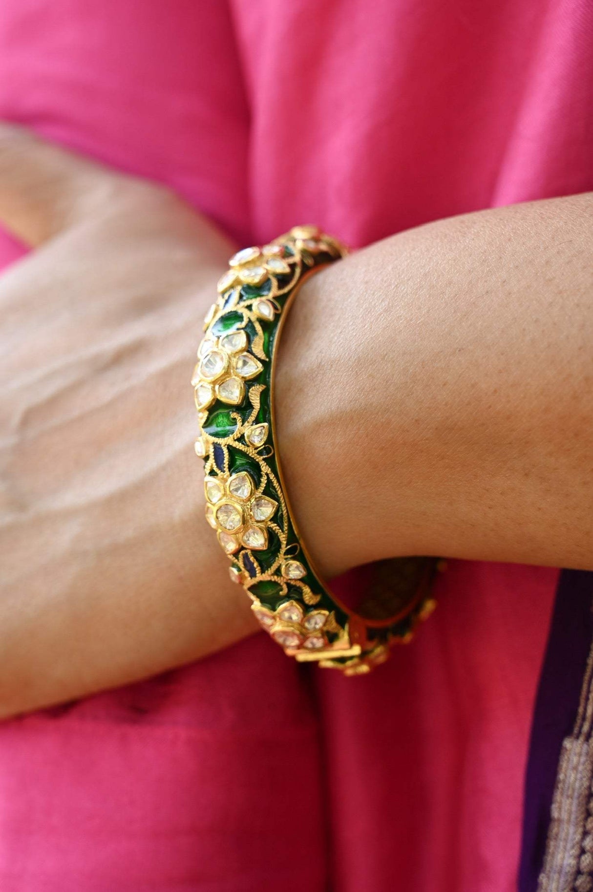 Super Exclusive Handcrafted 92.5 Silver Meenakari Pair of Kadas