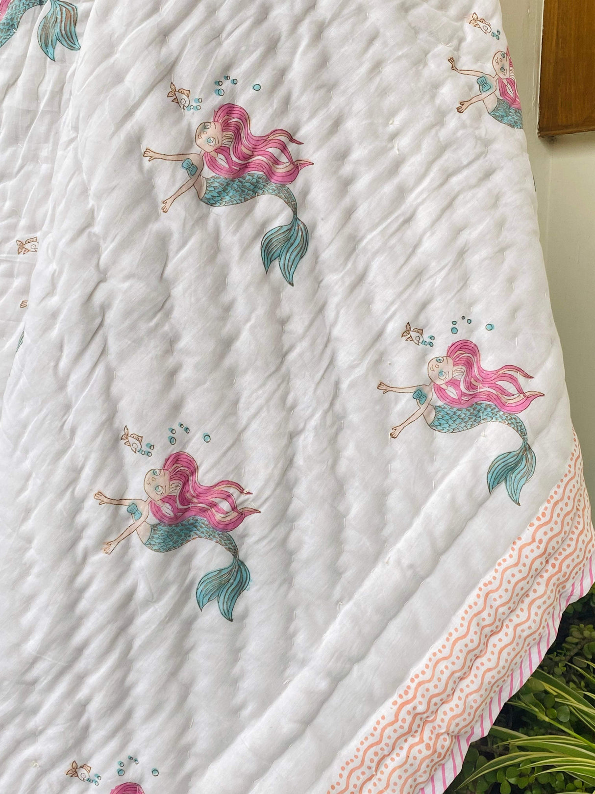 Mermaid Kids Quilt Handblock Printed