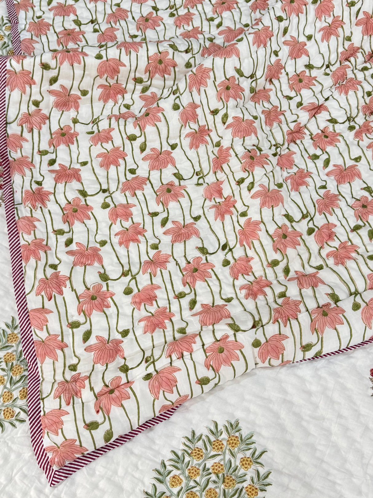 Blockprint Mulmul Reversible Quilt