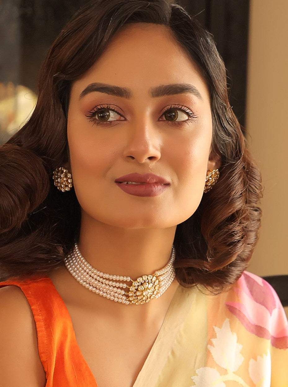 Handcrafted 92.5 Silver Moissanite Choker with Earrings