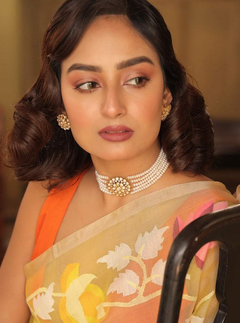 Handcrafted 92.5 Silver Moissanite Choker with Earrings