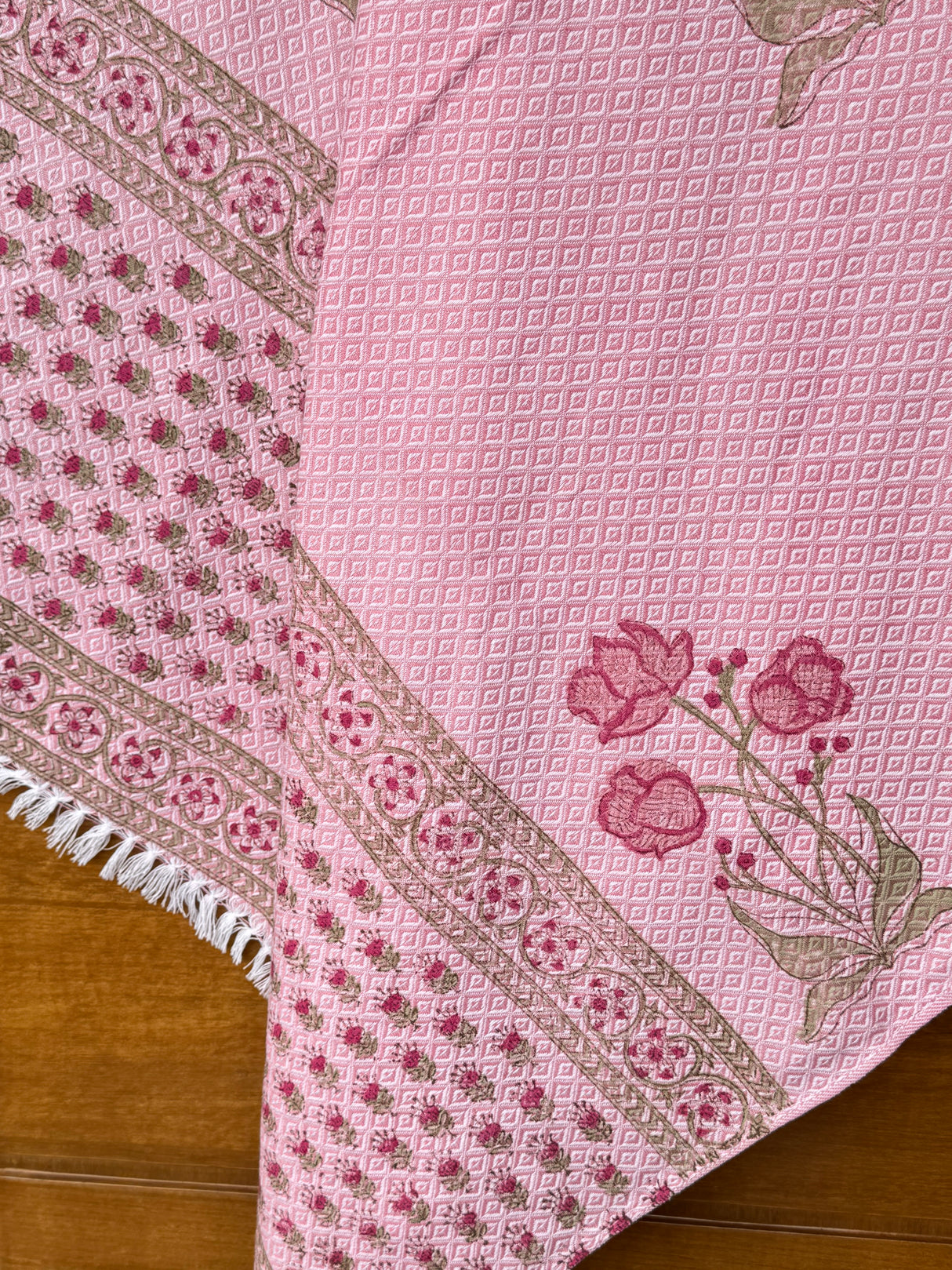 Pretty Pink Blockprint Soft Cotton Towel– Cotton Jacquard Weave