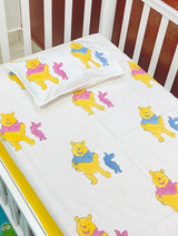 Pooh Cot Set- Blockprint (1 quilt, 1 cotsheet, 1 pillow cover)