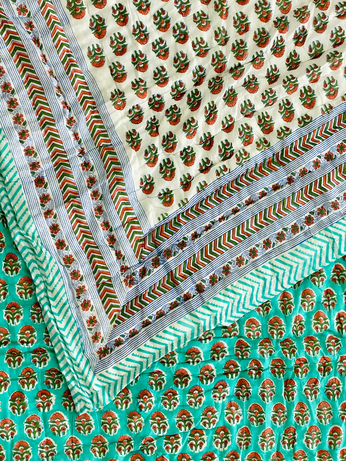 Blockprint Mulmul Reversible Quilt