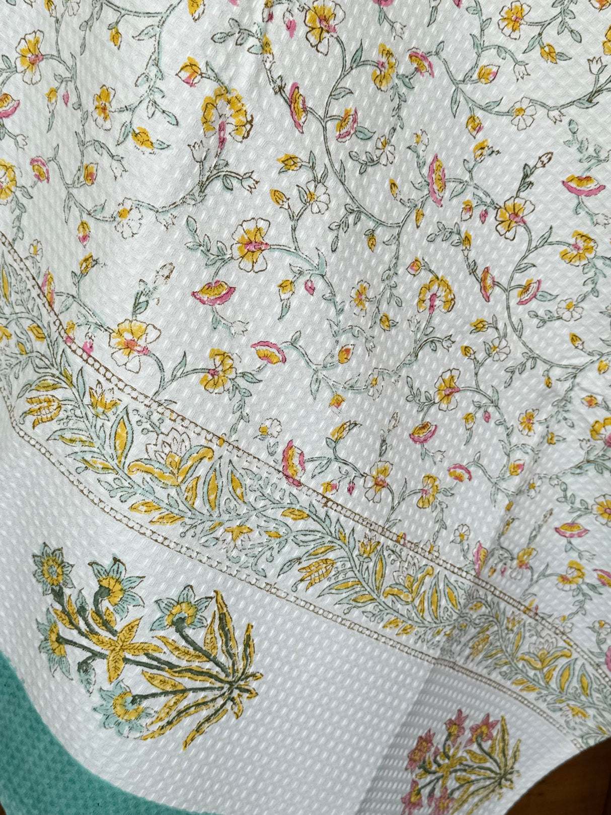 Luxurious Blockprint Cotton Towel- Waffle Weave