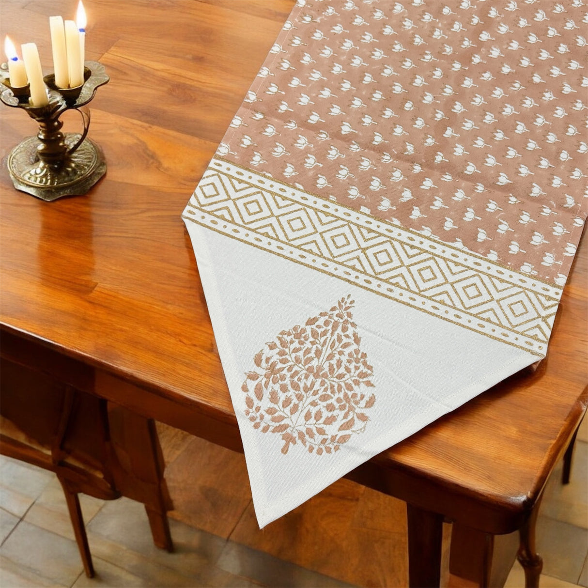 Blockprint Table Runner, Mats & Napkins Set- 6 Seater