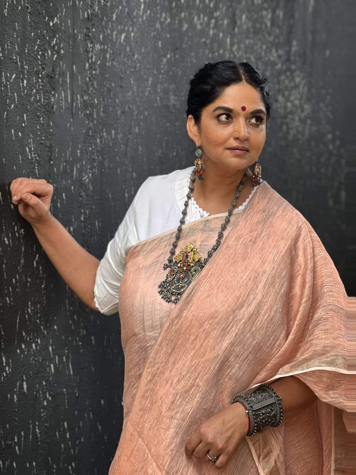 Handcrafted Silver Temple Necklace with earrings