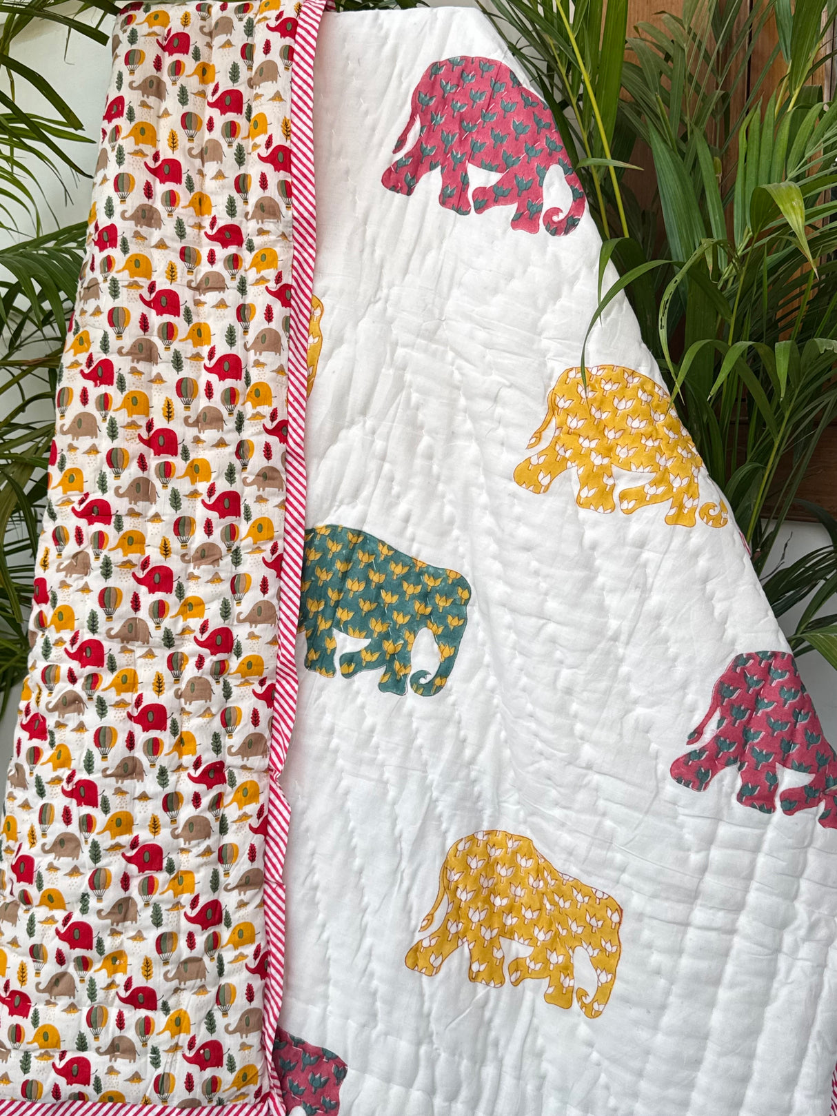 Elephant Blockprint Kids Quilt