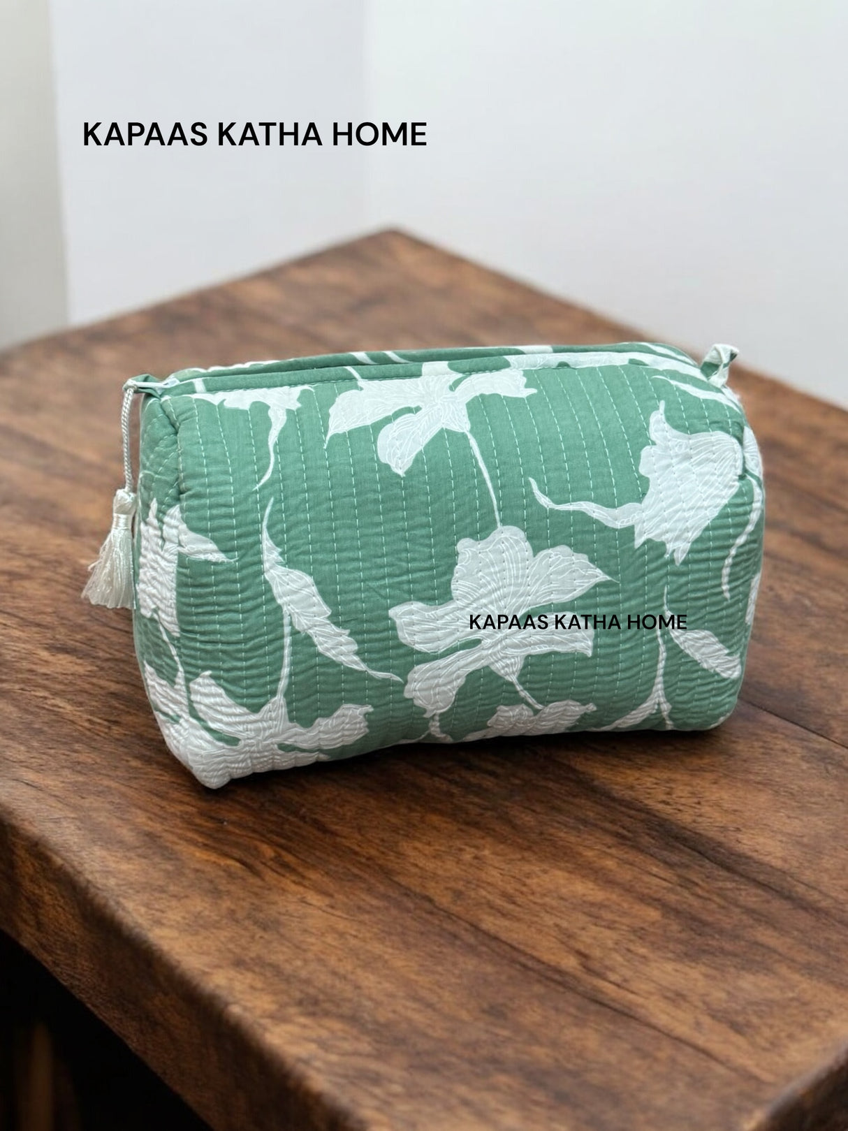 Green Floral LARGE Pouch