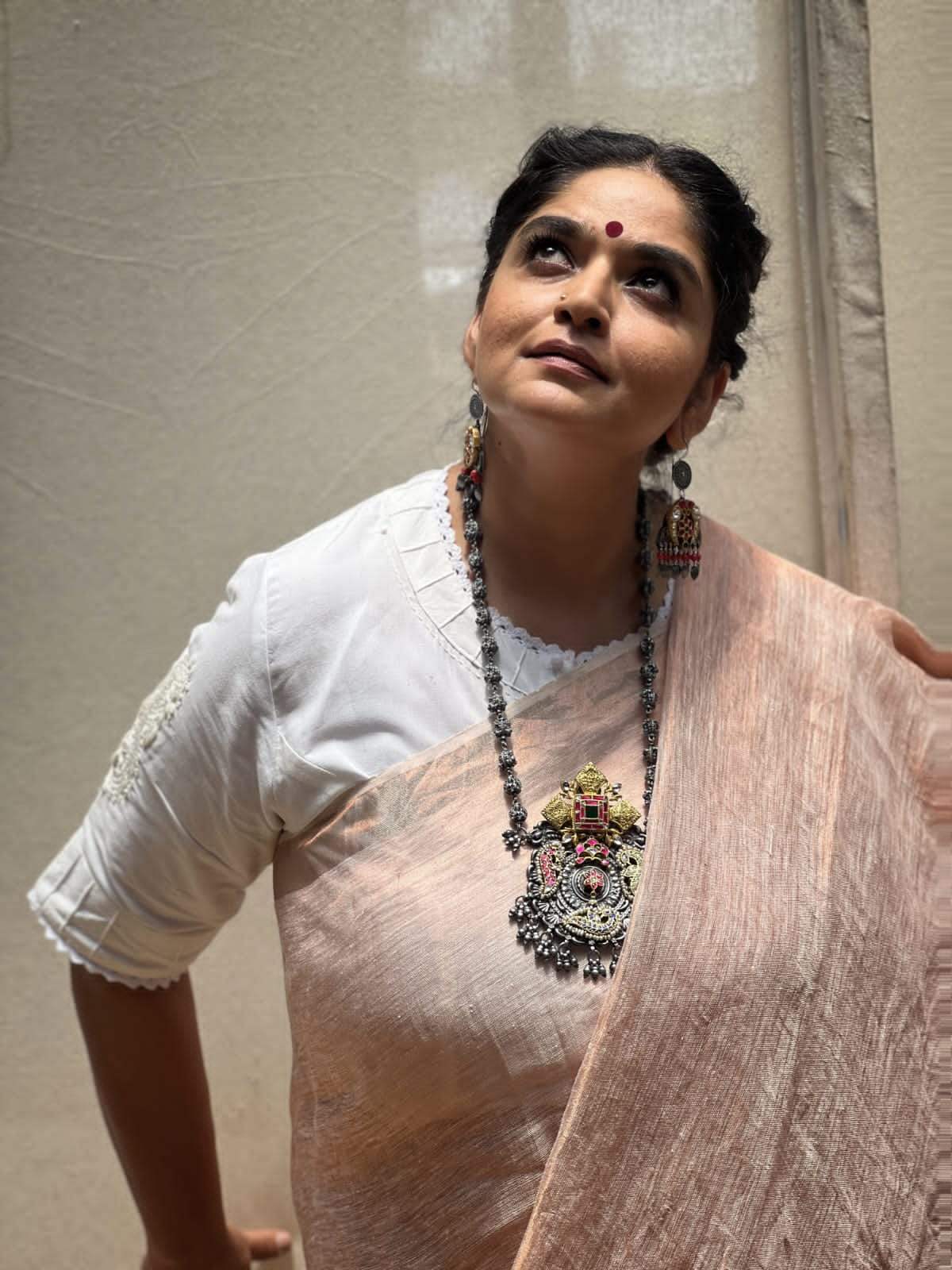 Handcrafted Silver Temple Necklace with earrings