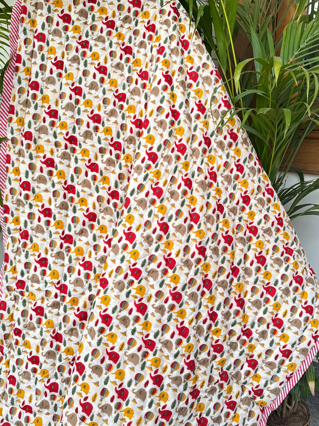 Elephant Blockprint Kids Quilt